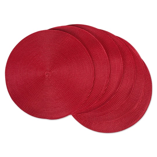 DII® Round Plastic Woven Placemats, 6ct. in Tango Red | 15" | Michaels®